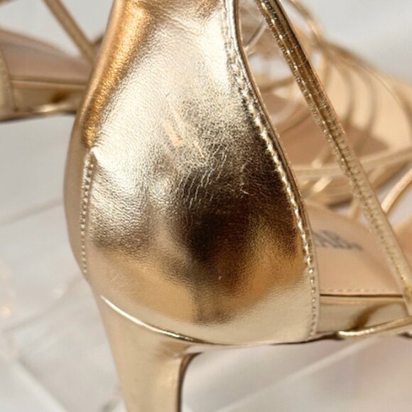 Light Gold, Heeled, Gladiator, Wrap Sandals, Size 9 - Picture 9 of 10